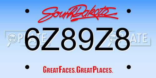 6Z89Z8 South Dakota License Plate