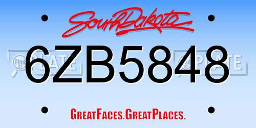 6ZB5848 South Dakota License Plate