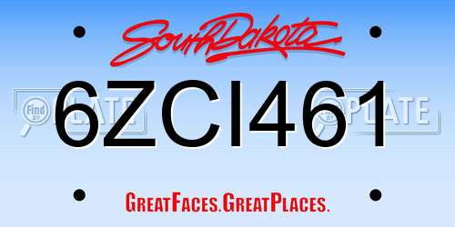 6ZCI461 South Dakota License Plate