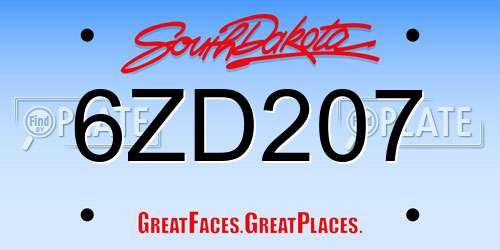 6ZD207 South Dakota License Plate