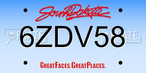6ZDV58 South Dakota License Plate