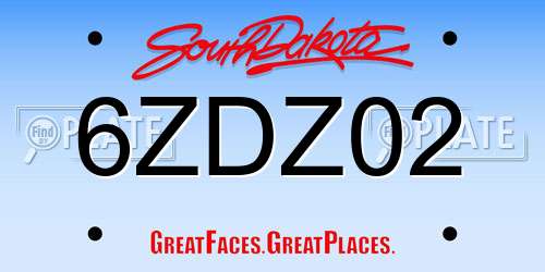 6ZDZ02 South Dakota License Plate