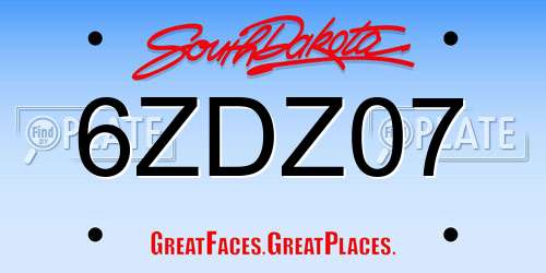 6ZDZ07 South Dakota License Plate