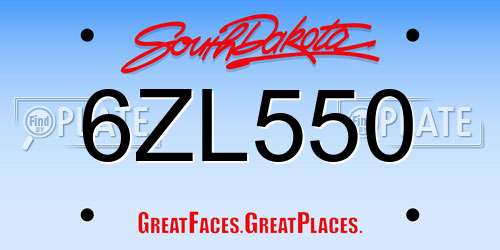 6ZL550 South Dakota License Plate