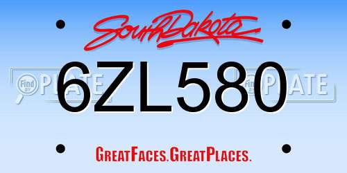 6ZL580 South Dakota License Plate