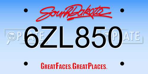 6ZL850 South Dakota License Plate