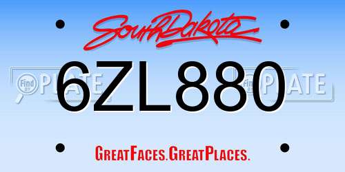 6ZL880 South Dakota License Plate
