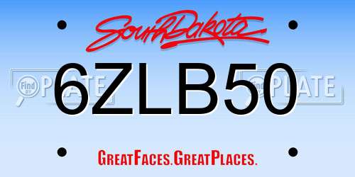 6ZLB50 South Dakota License Plate
