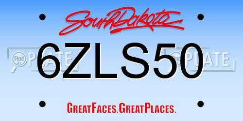 6ZLS50 South Dakota License Plate