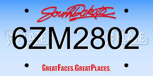 6ZM2802 South Dakota License Plate