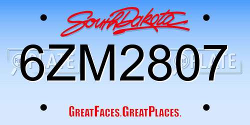 6ZM2807 South Dakota License Plate