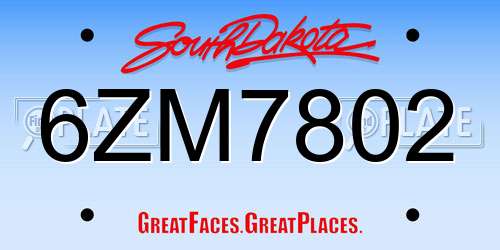 6ZM7802 South Dakota License Plate