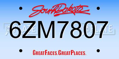 6ZM7807 South Dakota License Plate