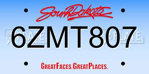 6ZMT807 South Dakota License Plate