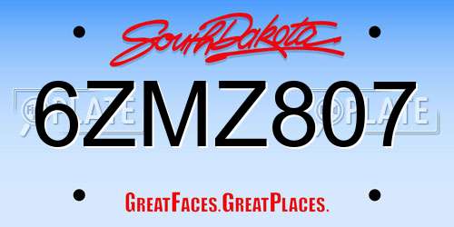 6ZMZ807 South Dakota License Plate