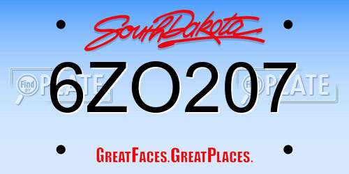 6ZO207 South Dakota License Plate