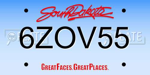 6ZOV55 South Dakota License Plate