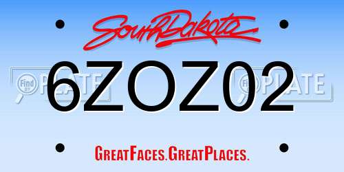 6ZOZ02 South Dakota License Plate