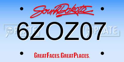 6ZOZ07 South Dakota License Plate