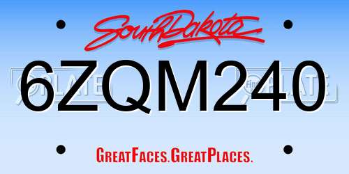 6ZQM240 South Dakota License Plate