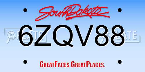 6ZQV88 South Dakota License Plate