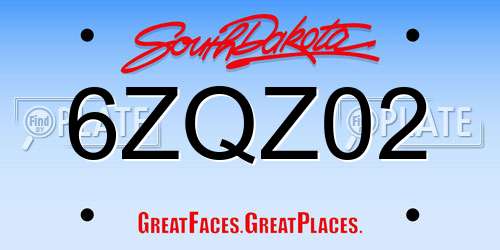 6ZQZ02 South Dakota License Plate