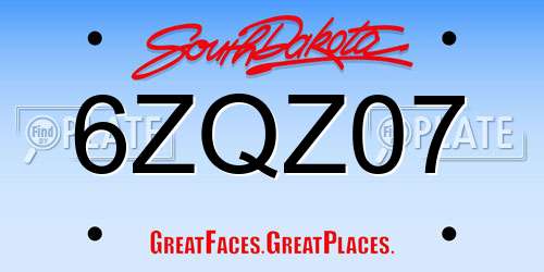 6ZQZ07 South Dakota License Plate