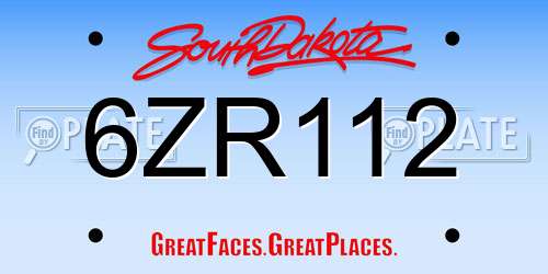 6ZR112 South Dakota License Plate