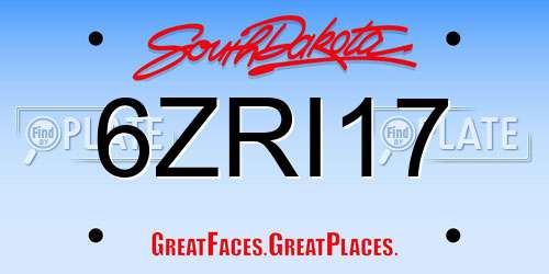 6ZRI17 South Dakota License Plate