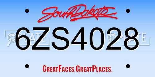 6ZS4028 South Dakota License Plate