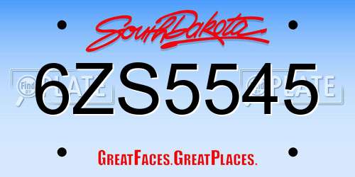 6ZS5545 South Dakota License Plate