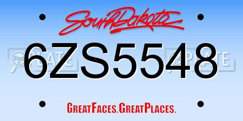 6ZS5548 South Dakota License Plate