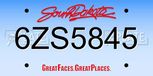 6ZS5845 South Dakota License Plate