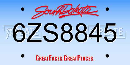 6ZS8845 South Dakota License Plate