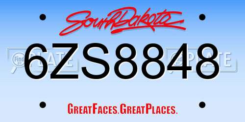 6ZS8848 South Dakota License Plate