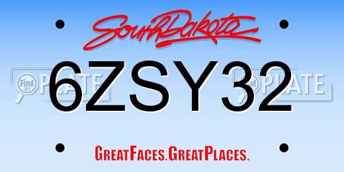 6ZSY32 South Dakota License Plate