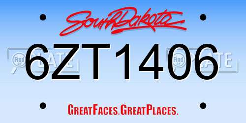 6ZT1406 South Dakota License Plate