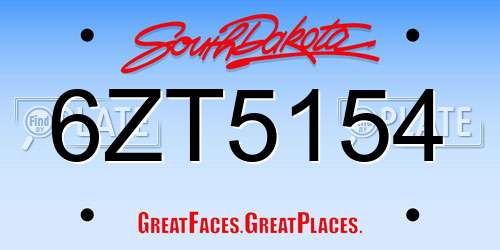 6ZT5154 South Dakota License Plate