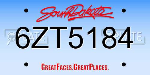 6ZT5184 South Dakota License Plate