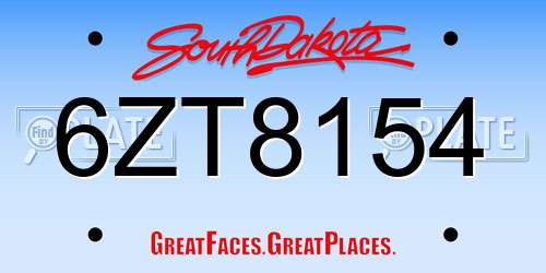 6ZT8154 South Dakota License Plate