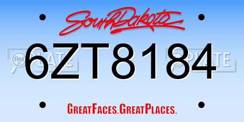 6ZT8184 South Dakota License Plate
