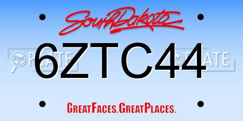 6ZTC44 South Dakota License Plate
