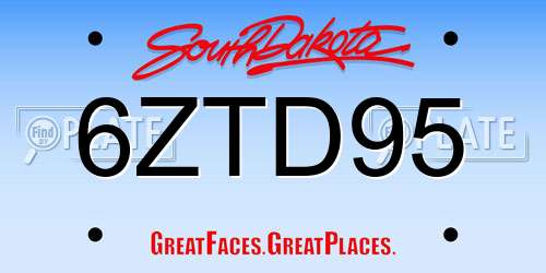 6ZTD95 South Dakota License Plate