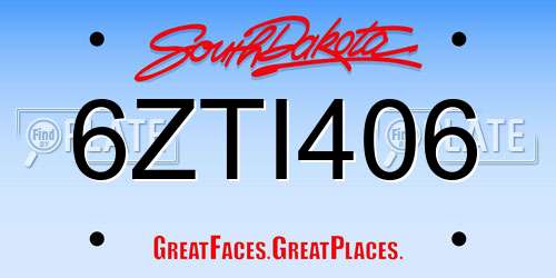 6ZTI406 South Dakota License Plate
