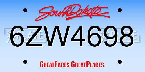 6ZW4698 South Dakota License Plate