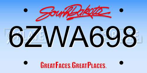 6ZWA698 South Dakota License Plate