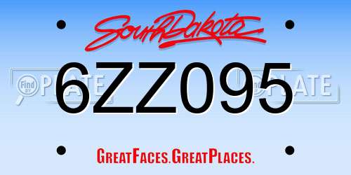 6ZZ095 South Dakota License Plate