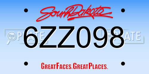 6ZZ098 South Dakota License Plate