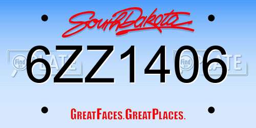 6ZZ1406 South Dakota License Plate