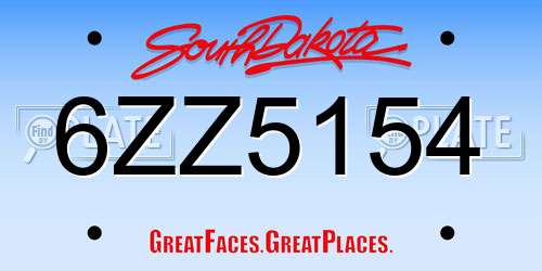 6ZZ5154 South Dakota License Plate